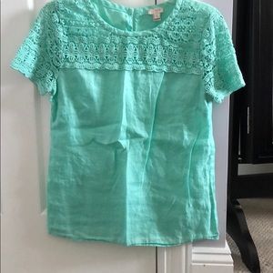 J. Crew linen blend crochet top.